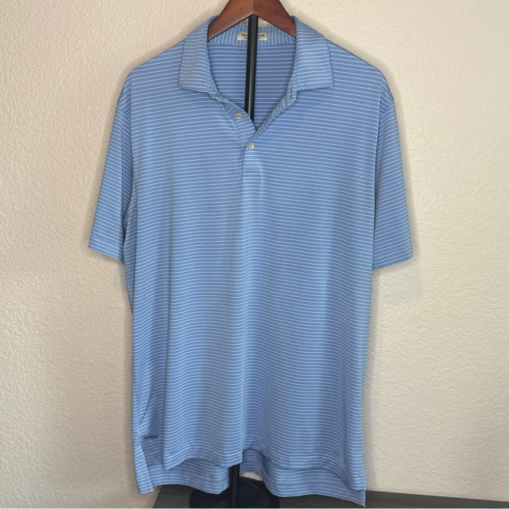 Peter Millar Light Blue Striped Polo Shirt